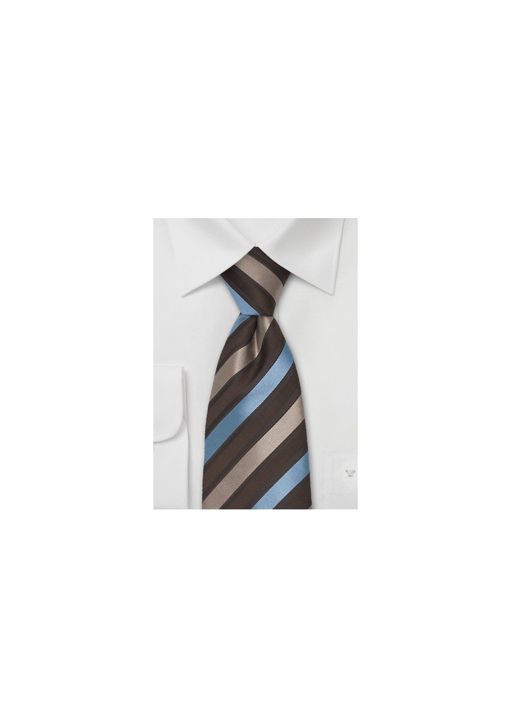 Elegant Mens Tie in Brown, Tan, and Light Blue