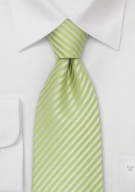 Bright Green Tie - Lime Green Tie With Fine Stripes