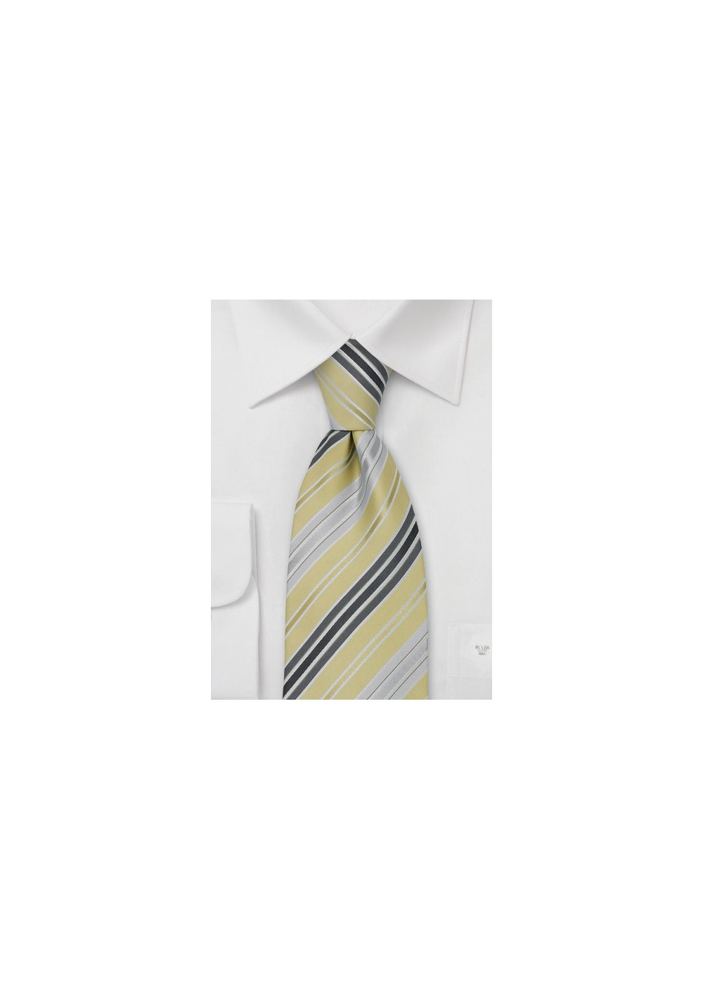 Lime Green and Gray Striped Necktie