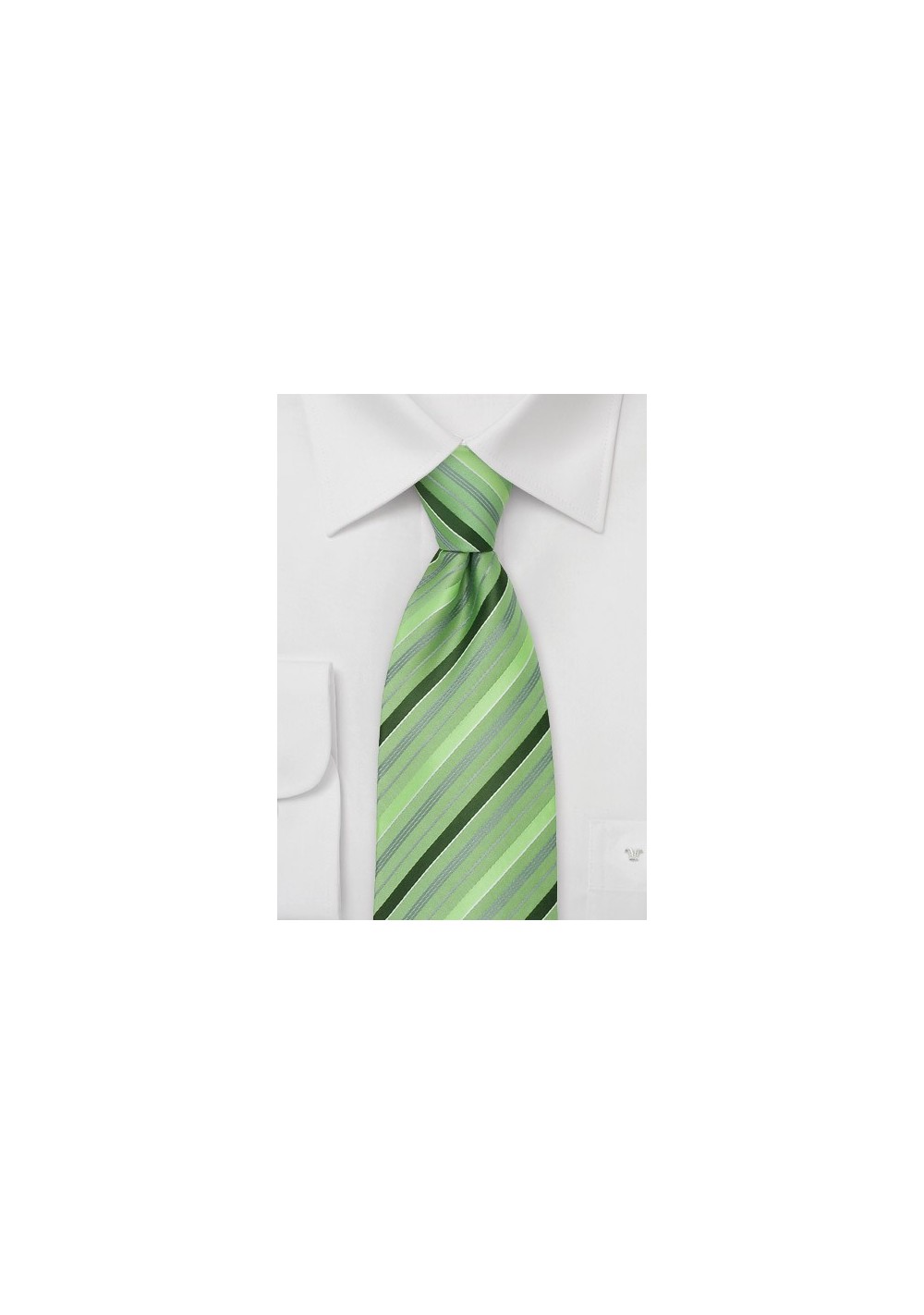 Moss Green Striped Necktie