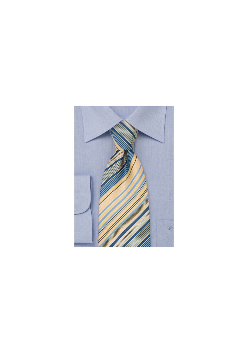 Modern Striped Necktie in Yellow and Blue