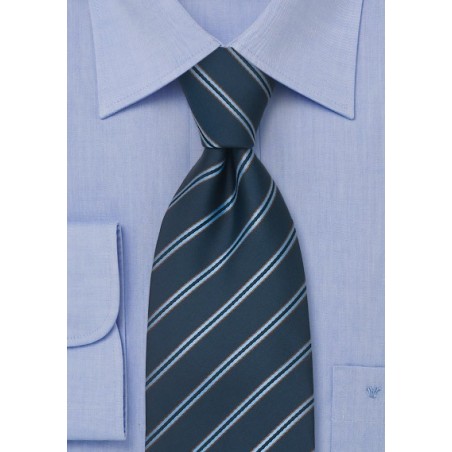 Navy Blue Mens Ties - Dark Blue Striped Necktie