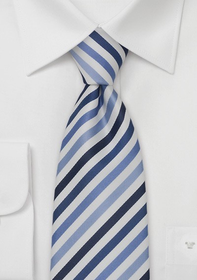Modern Blue and White Striped Mens Tie