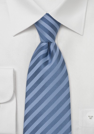 Light Blue Striped Tie in Extra Long