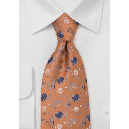 Orange Floral Necktie by Designer Chevalier