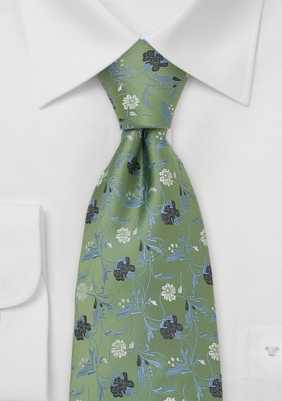 Floral Tie by Chevalier in Asparagus Green