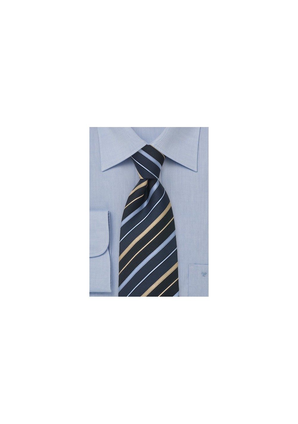 Striped Tie by Chavallieri in Blue, Gold, and Black