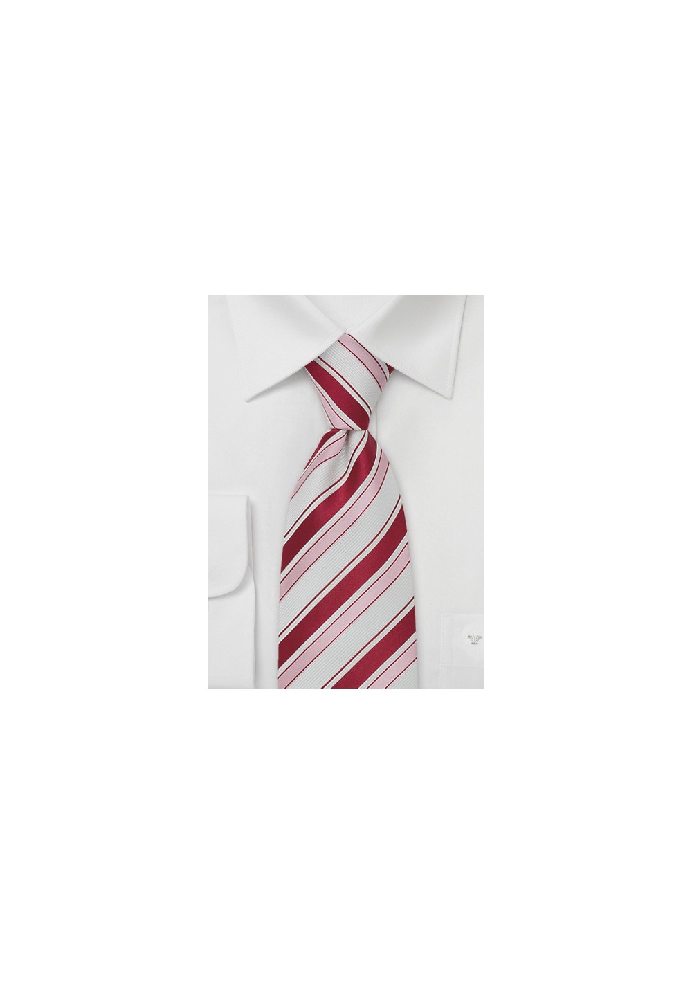 Striped Mens Tie in White, Fuchsia, and Pink