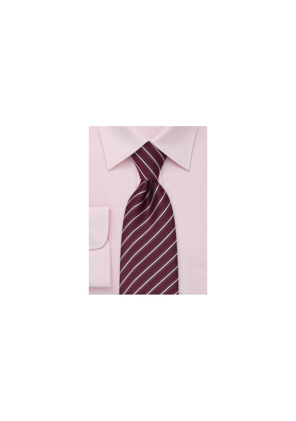 Venetian Red Tie With Narrow Pink Stripes