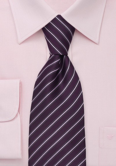 Modern Purple and Pink Striped Necktie