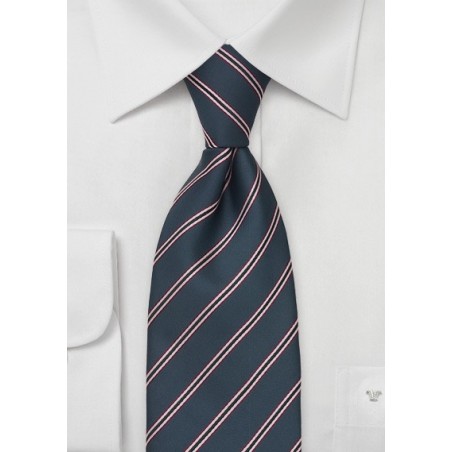 Taupe Gray Tie With Modern Pink Stripes