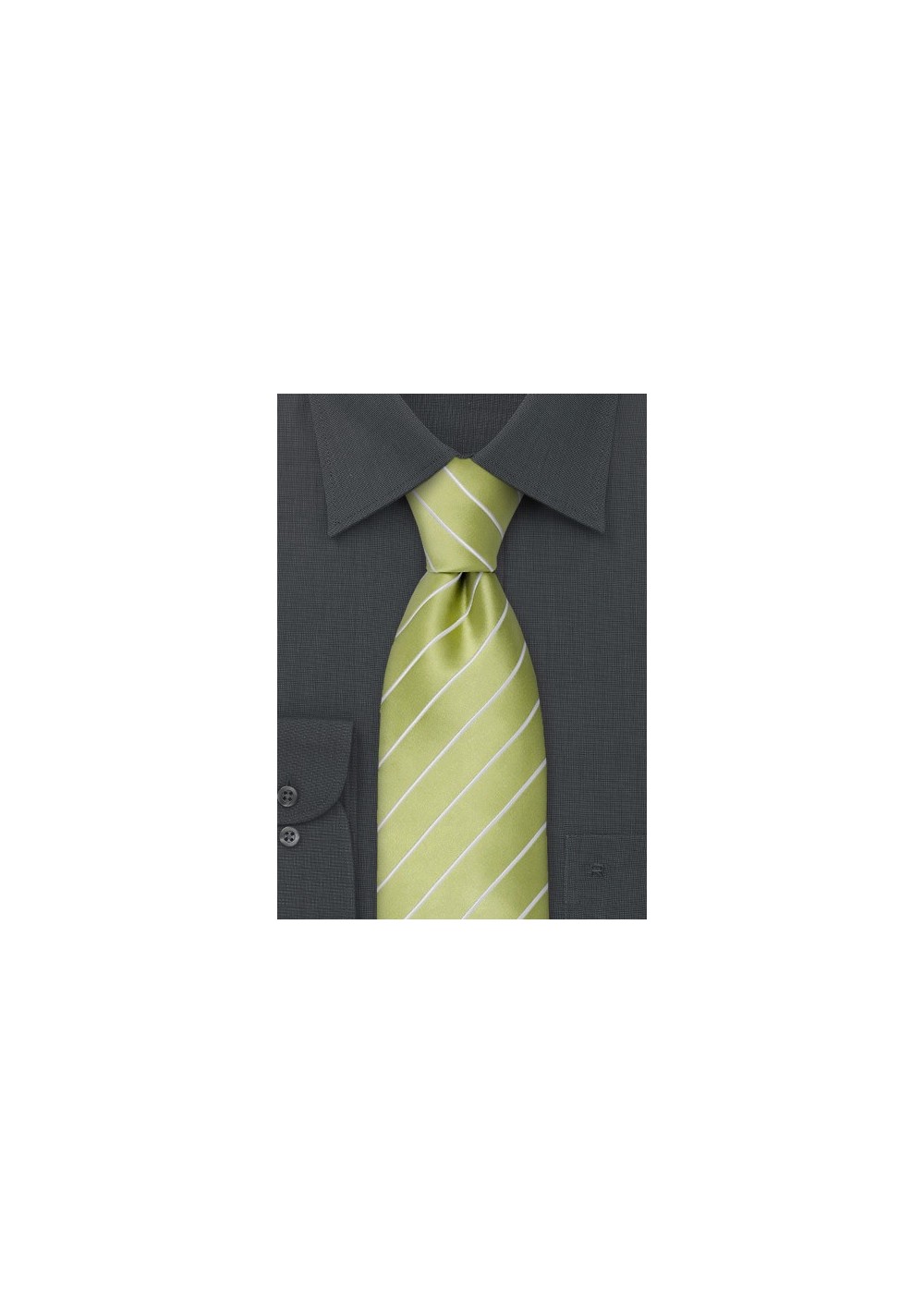 Lime Green Striped Tie in XL Length