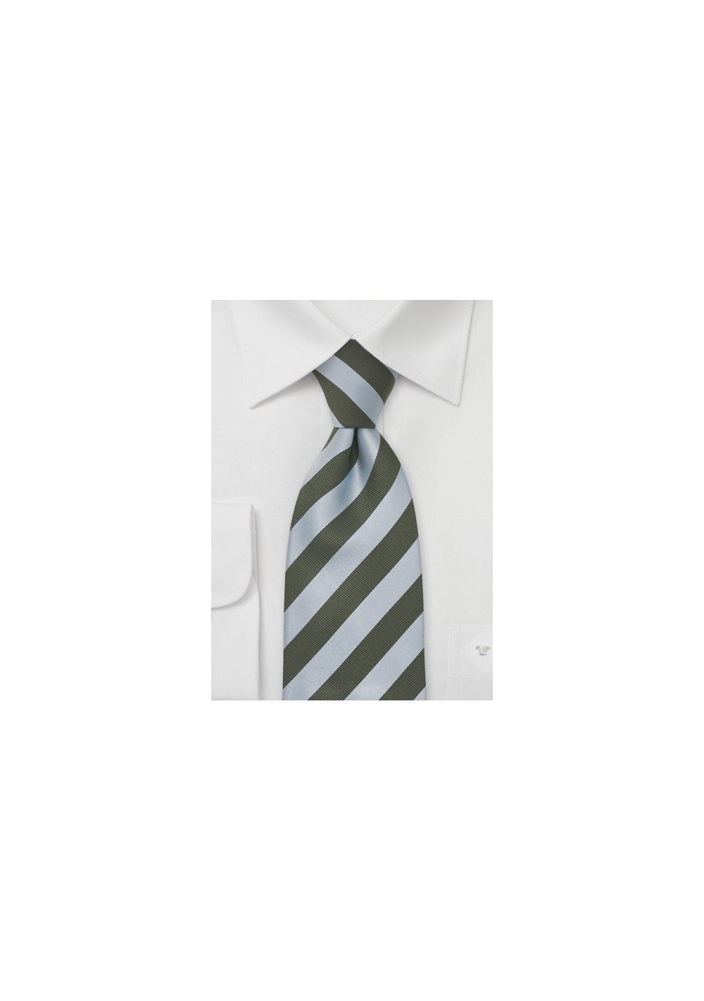 Striped Silk Tie in Baby-Blue and Hunter-Green