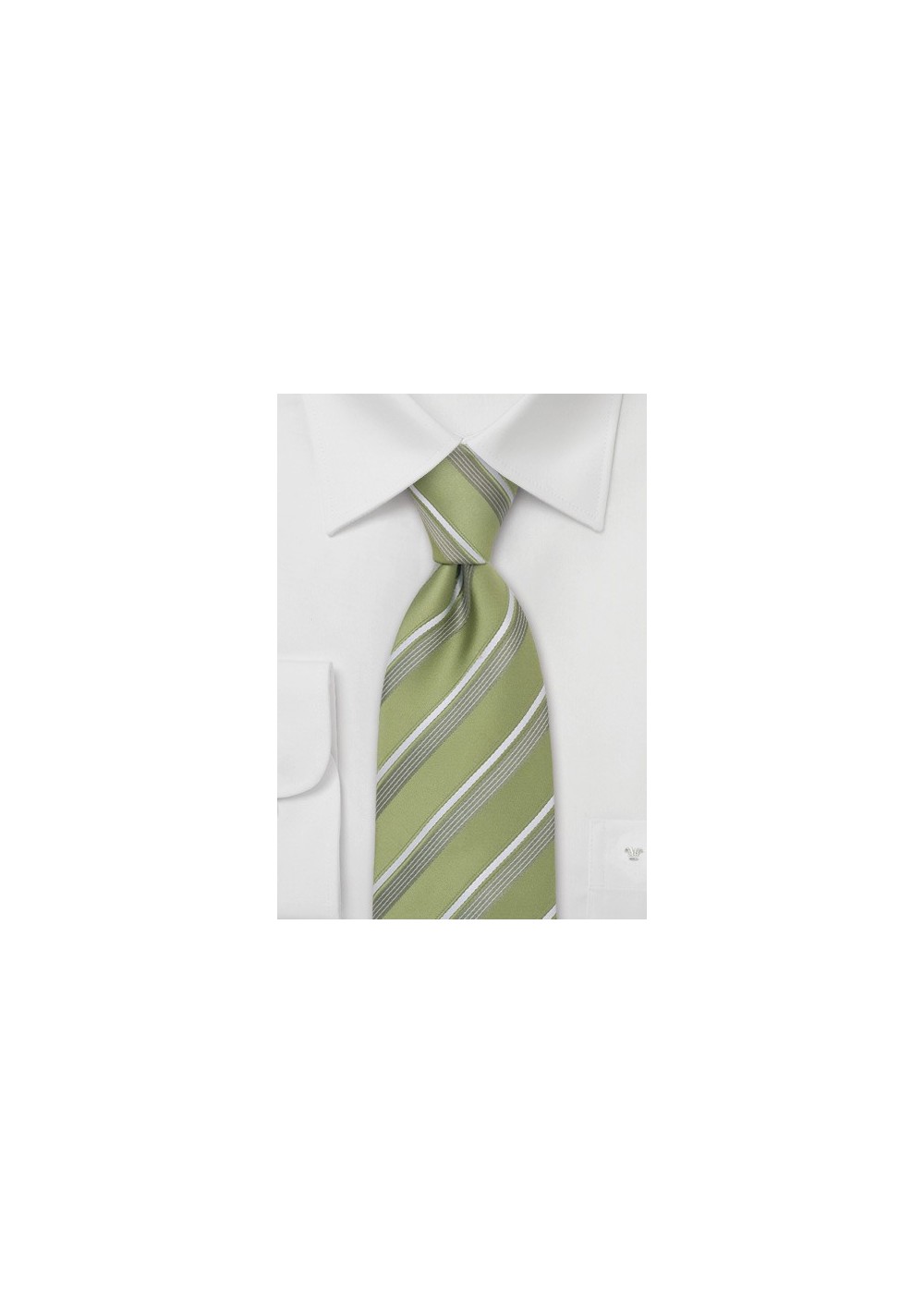 Tea-Green Striped Tie by Cavallieri