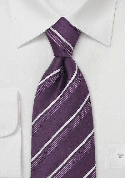 Modern Purple Striped Tie by Cavallieri