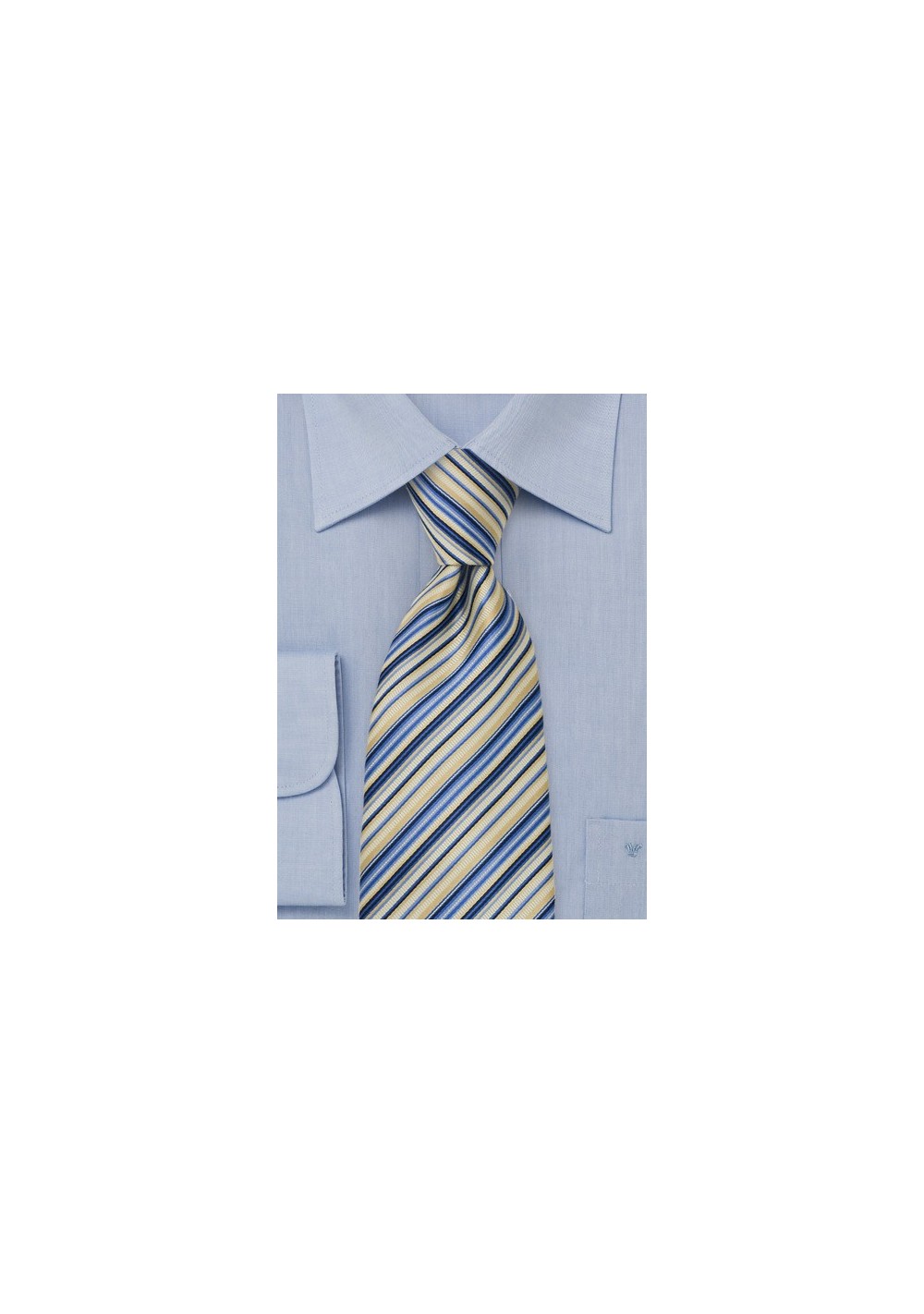 Modern Yellow and Blue Striped Tie by Cavallieri