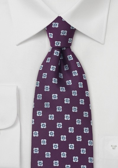 Burgundy-Purple Floral Tie