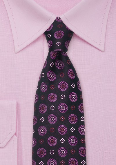 Hot Pink and Purple Silk Tie by Chevalier