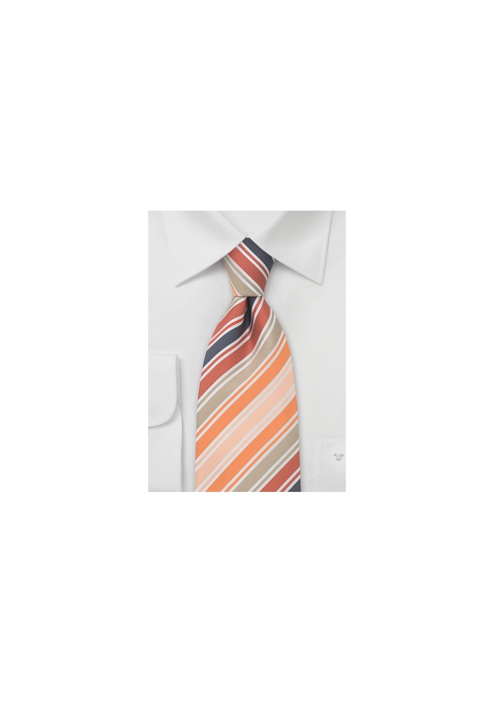 Modern Orange Striped Silk Tie by Cavallieri