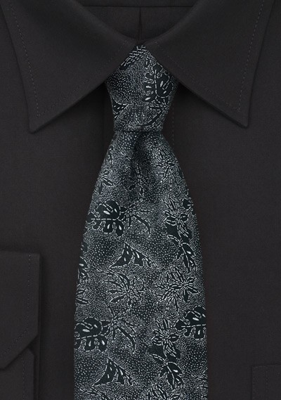 Black and Silver Silk Tie by Chvalier