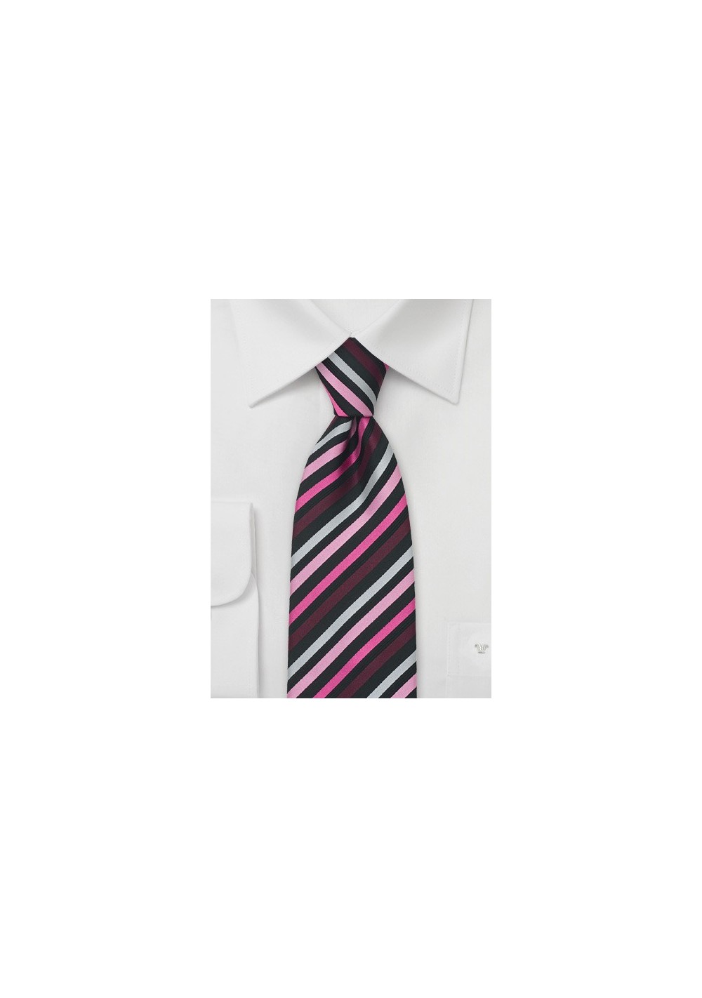 Striped Tie in Rose, Pink, Purple, and Black