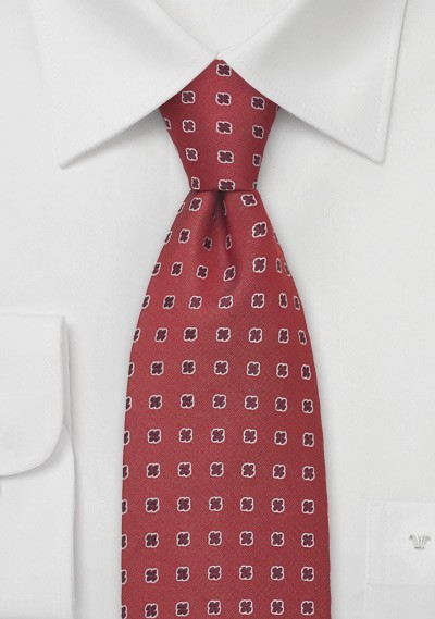 Venetian-Red Silk Tie by Designer Chevalier