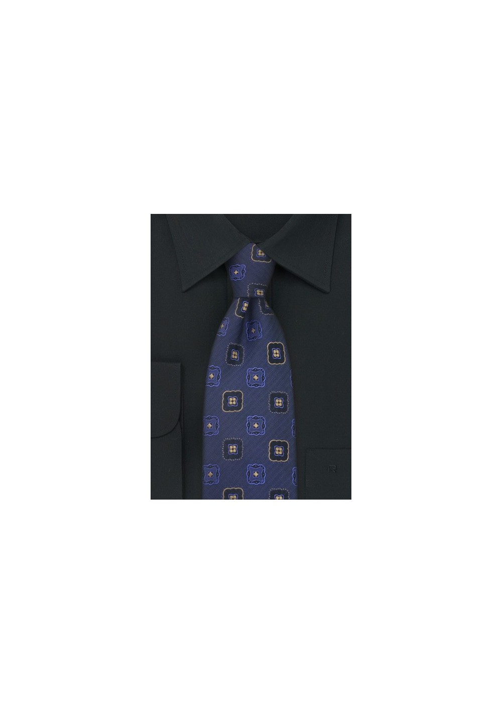 Midnight-Blue Floral Tie by Chavalier