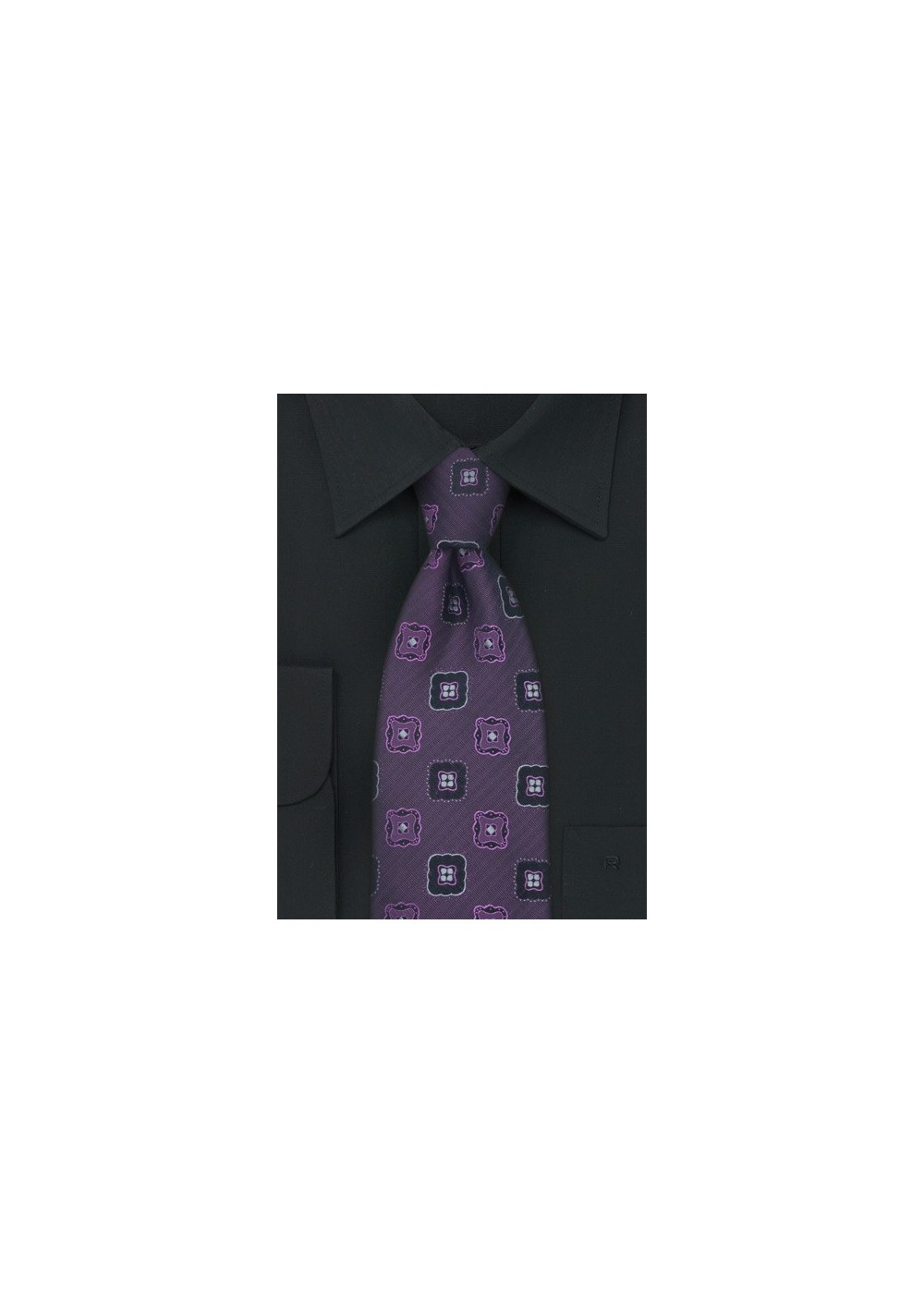 Dark Purple Floral Tie by Chevalier