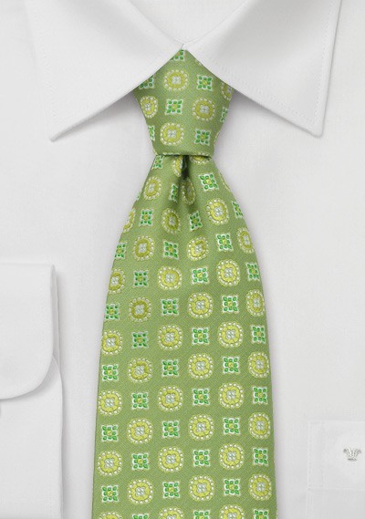 Lime Green Floral Tie by Chevalier