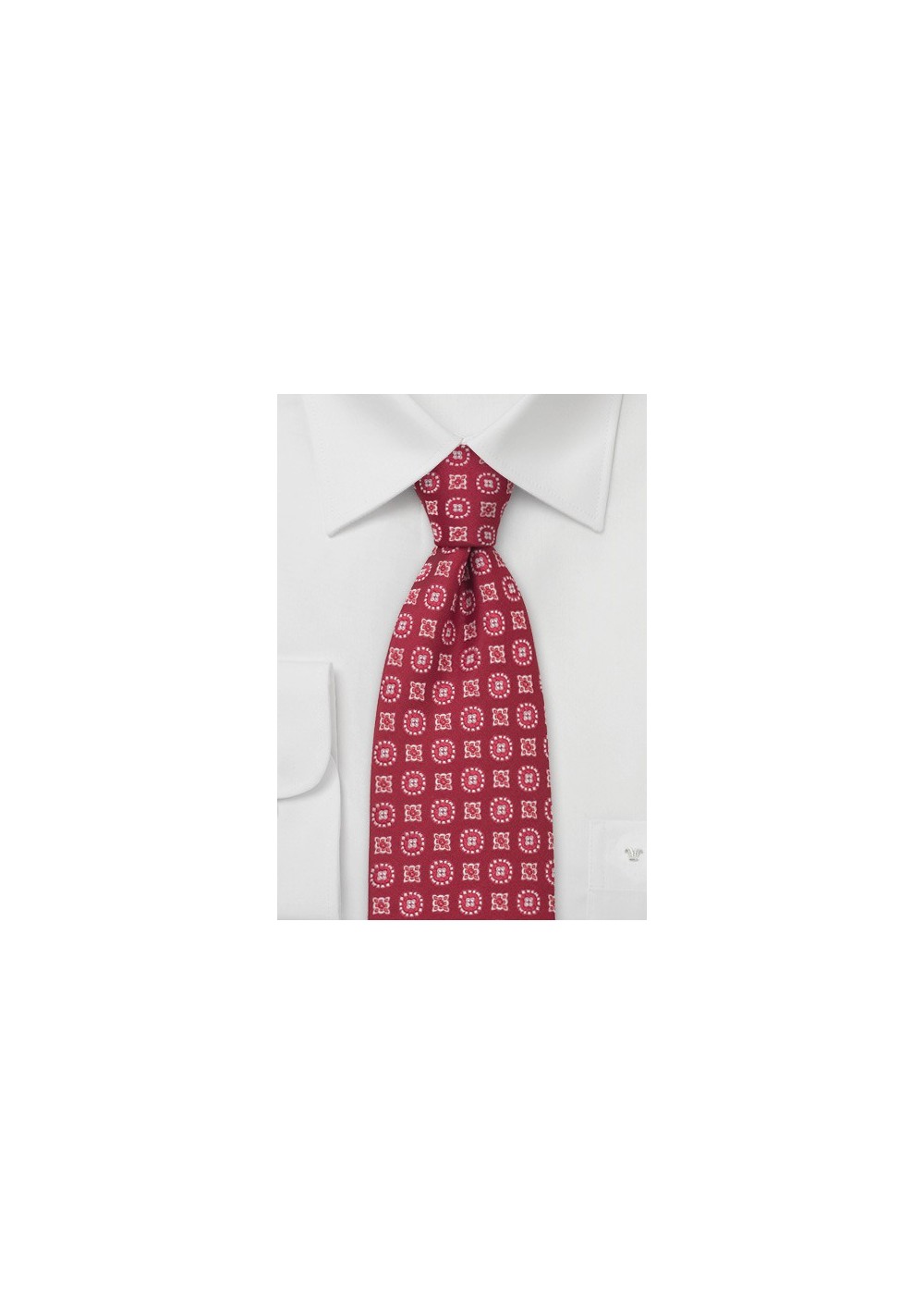 Bright Red Floral Necktie by Chevalier