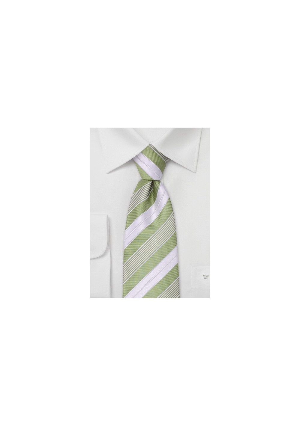 Striped Kids Tie in Lime-Green and White