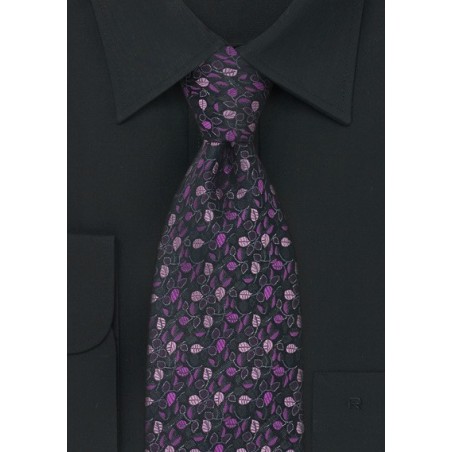 Designer Necktie in Charcoal and Pink