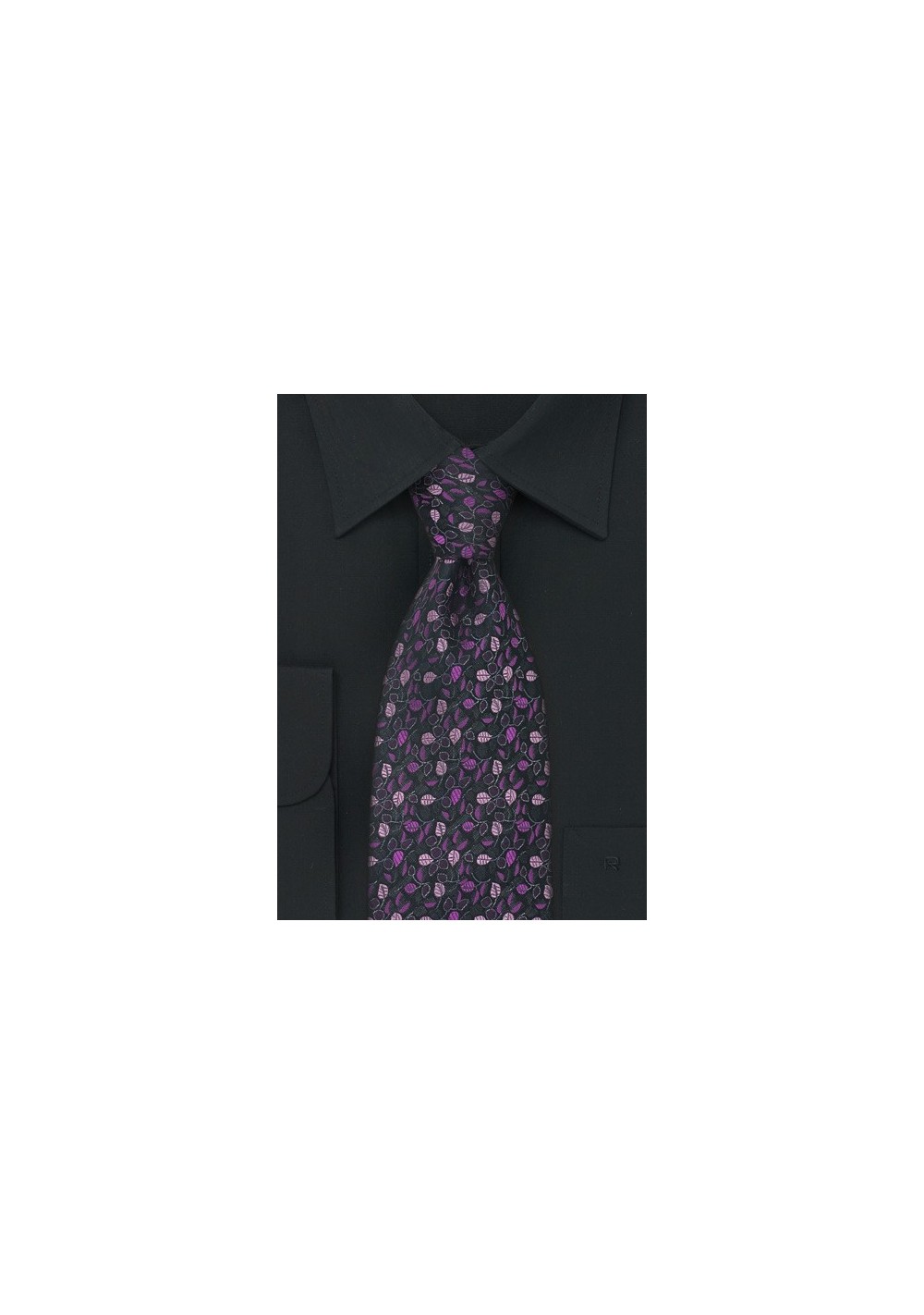Designer Necktie in Charcoal and Pink