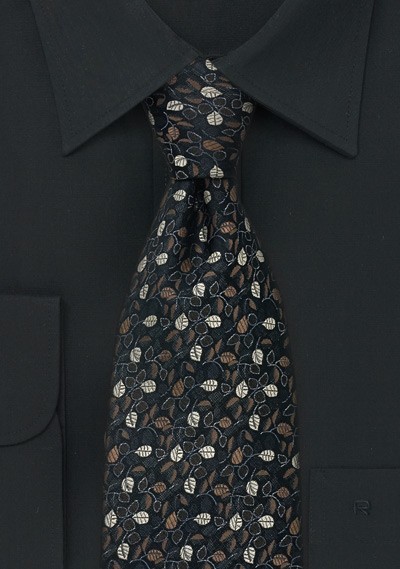 Designer Silk Tie in Charcoal, Brown, Bronze