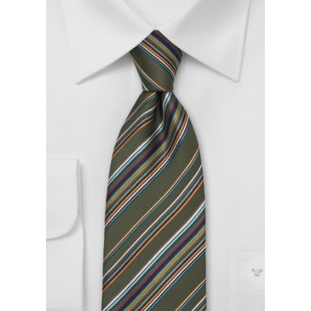 Modern Italian Silk Tie in Olive Green
