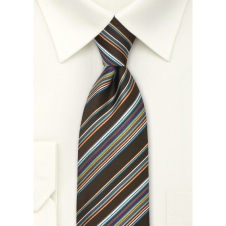 Modern Chocolate Brown Striped Tie by Cavallieri