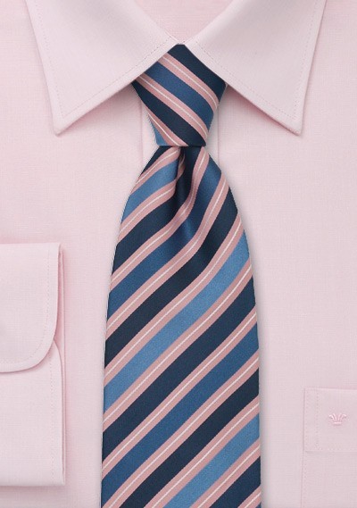 Striped Tie by Cavallieri in Blue and Pink