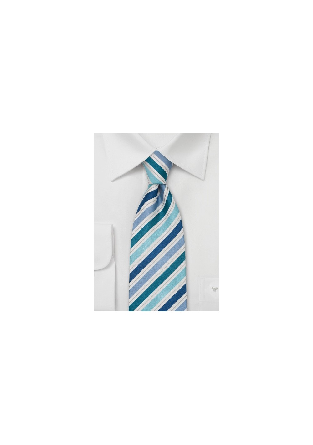Striped Silk Tie in Teal, Aqua, and Blue
