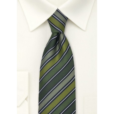 Olive Green Striped Silk Tie by Cavallieri