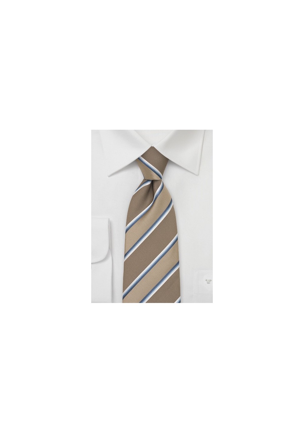 Beige-Brown Striped Mens Necktie