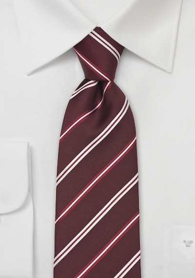 Maroon Striped Silk Tie by Cavallieri