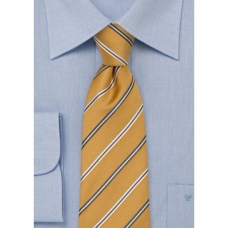 Amber-Yellow Silk Striped Necktie