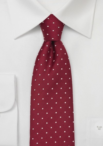 Cherry-Red Polka Dot Silk Tie