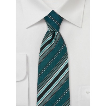 Pine Green Striped Silk Neck Tie