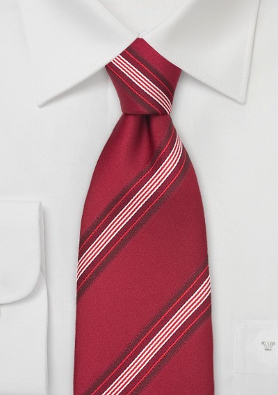Venetian Red Striped Silk Tie