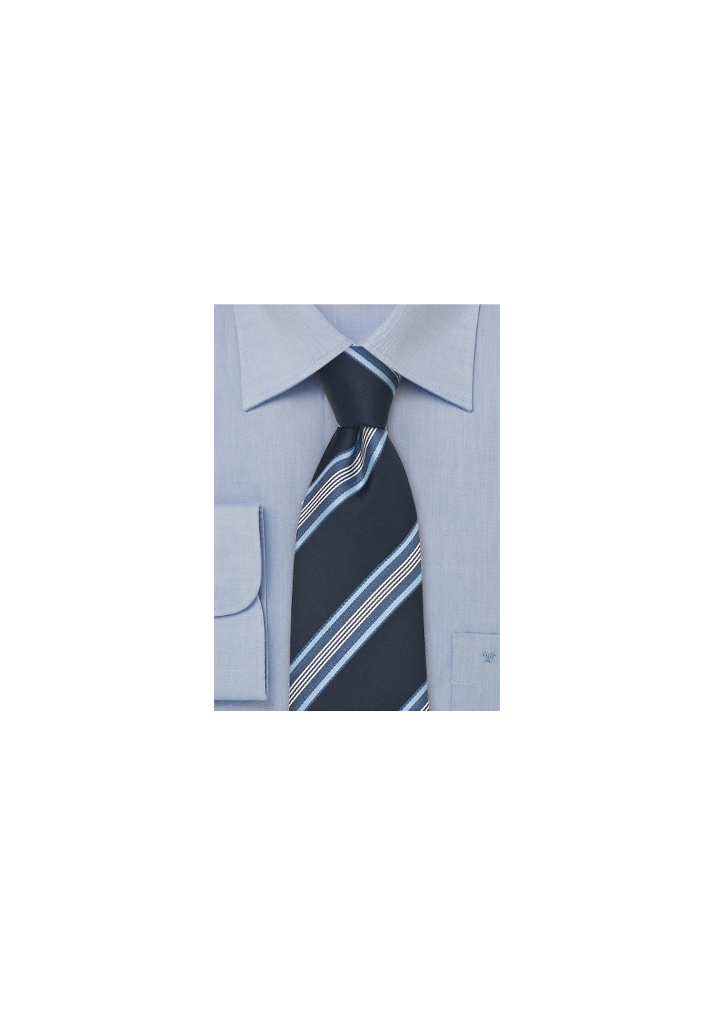 Italian Midnight Blue Striped Silk Tie