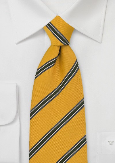 British Striped Tie in Golden-Yellow