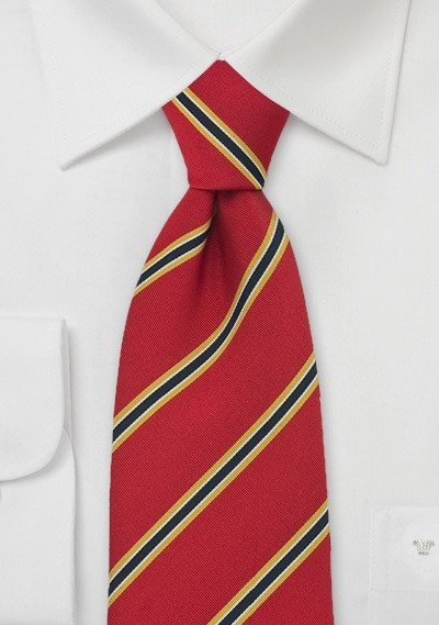 British Striped Tie in Scarlet Red