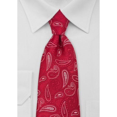 Paisley Mens Tie in Red White