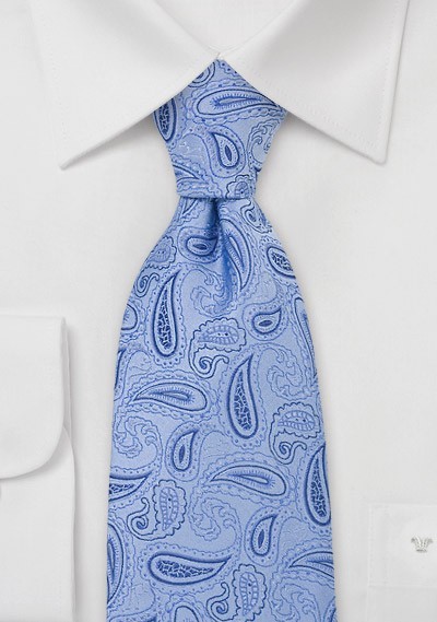 Light Blue Paisley Silk Ties